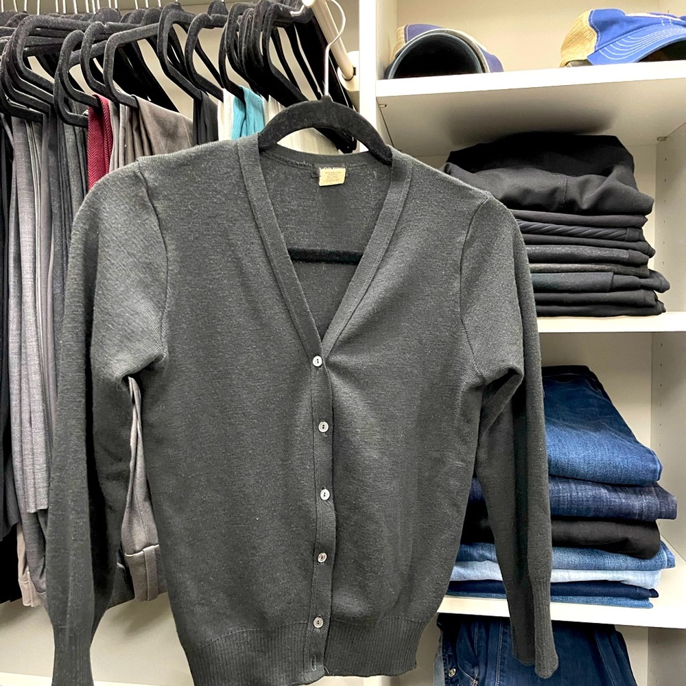 J Crew 100% pure wool grey cardigan. No defects.